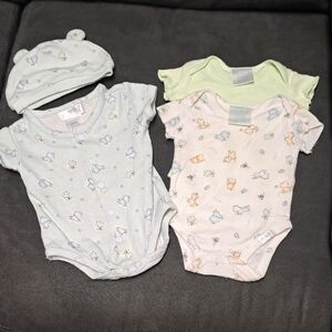 Vintage Childrens Place Preemie Onesies (3 Onesies & an Infant Cap)